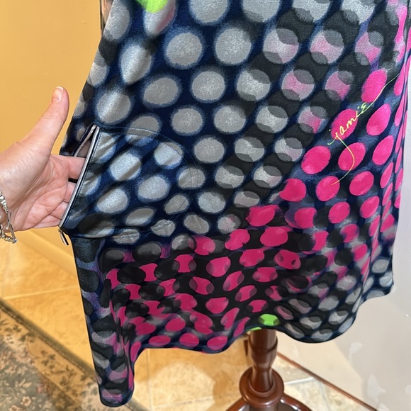 Jamie Sadock Circles Faux Blue Leather Collar 1/4 Zip Pull On Golf Midi Dress S - Picture 6 of 12